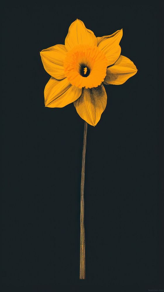 Silkscreen of a colouful narcissus flower nature plant.