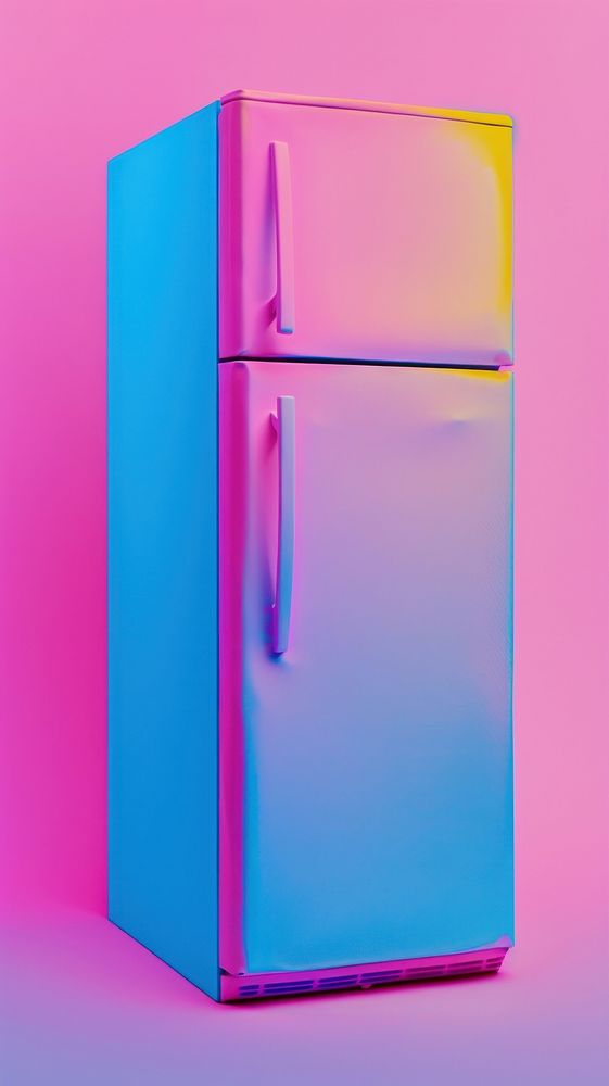 Silkscreen of a fridge refrigerator appliance blue.