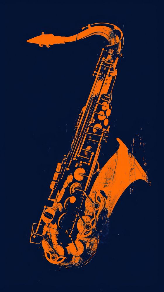 Silkscreen of a saxophone blue performance saxophonist.