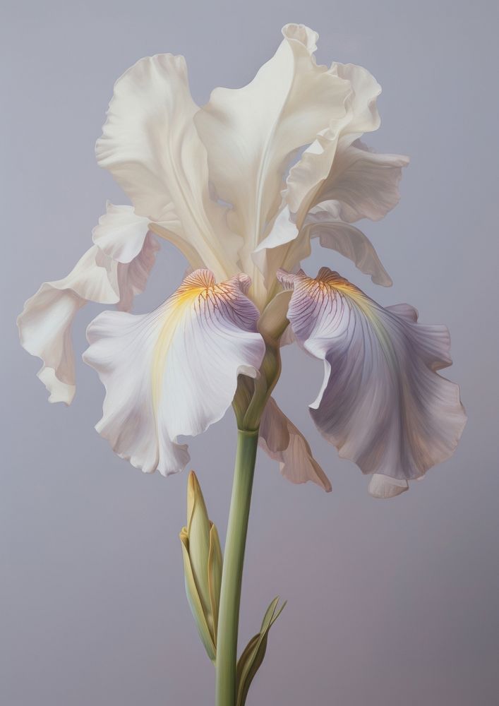Close up on pale a iris flower blossom petal plant.