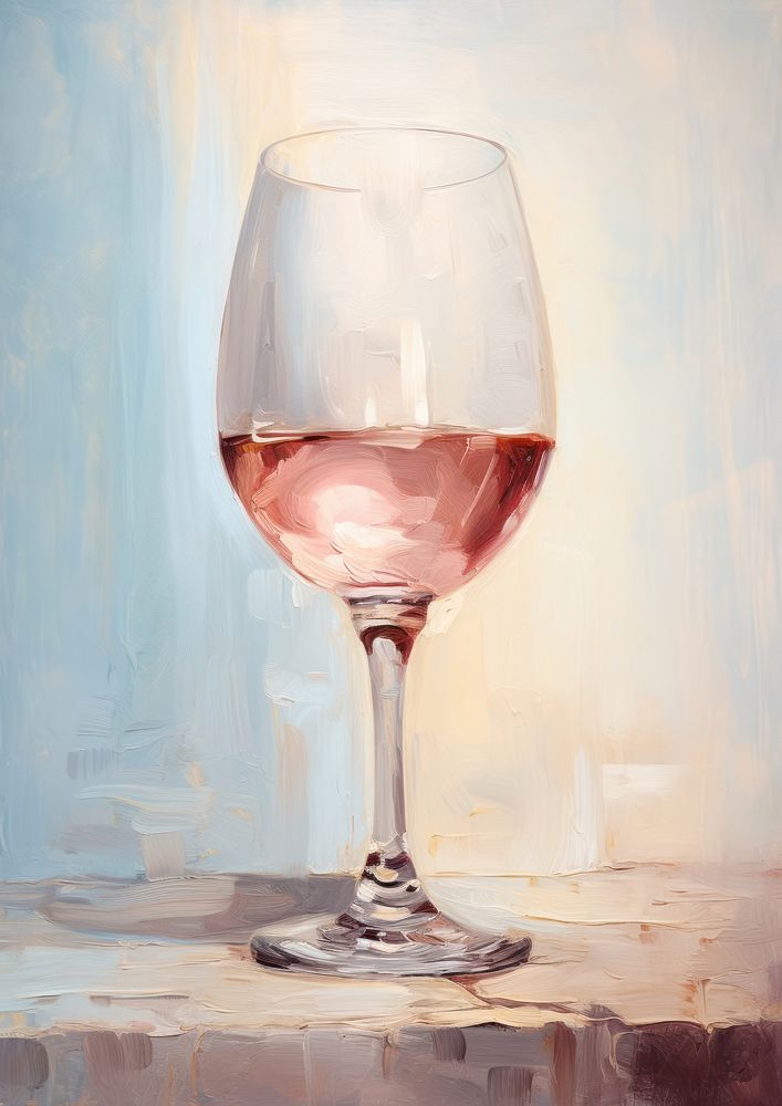Close up on pale a wine glass painting drink refreshment.