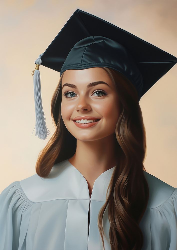 Close up on pale a graduation hat student smile intelligence.