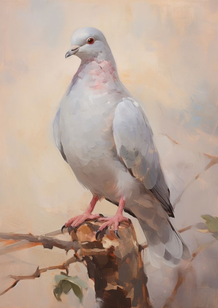 Close up on pale a pigeon painting animal bird.
