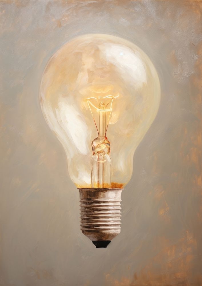 Close up on pale a light bulb lightbulb painting lamp.