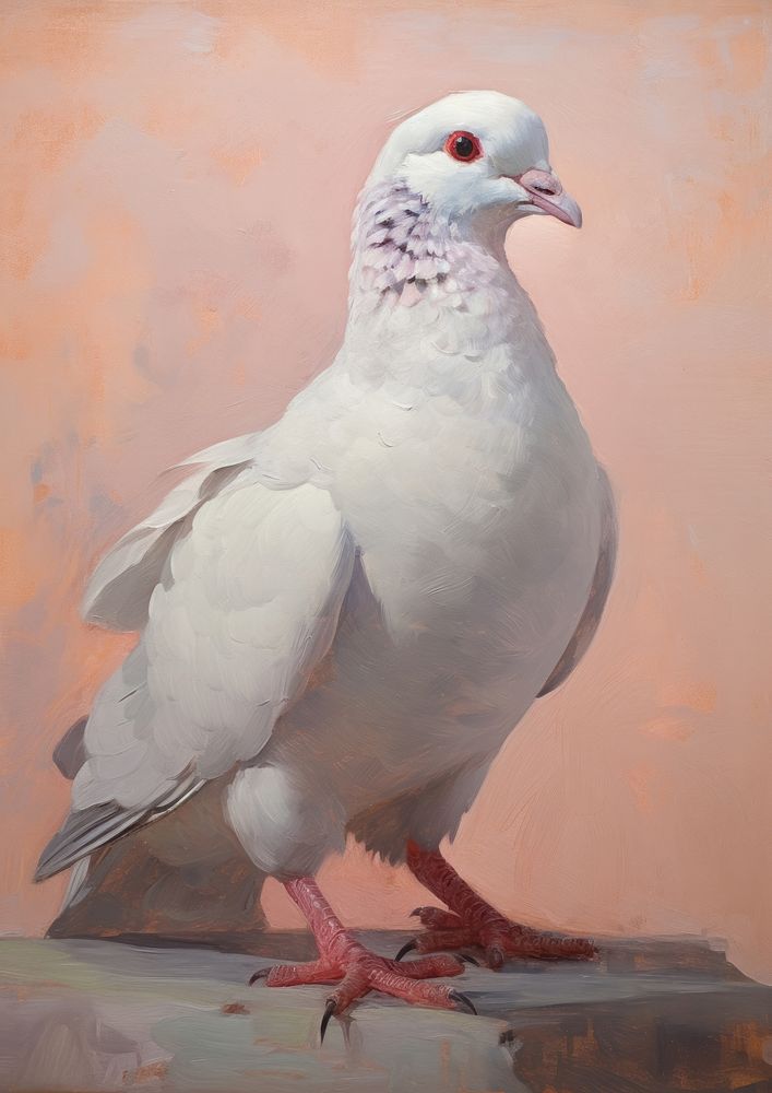 Close up on pale a pigeon painting animal bird.
