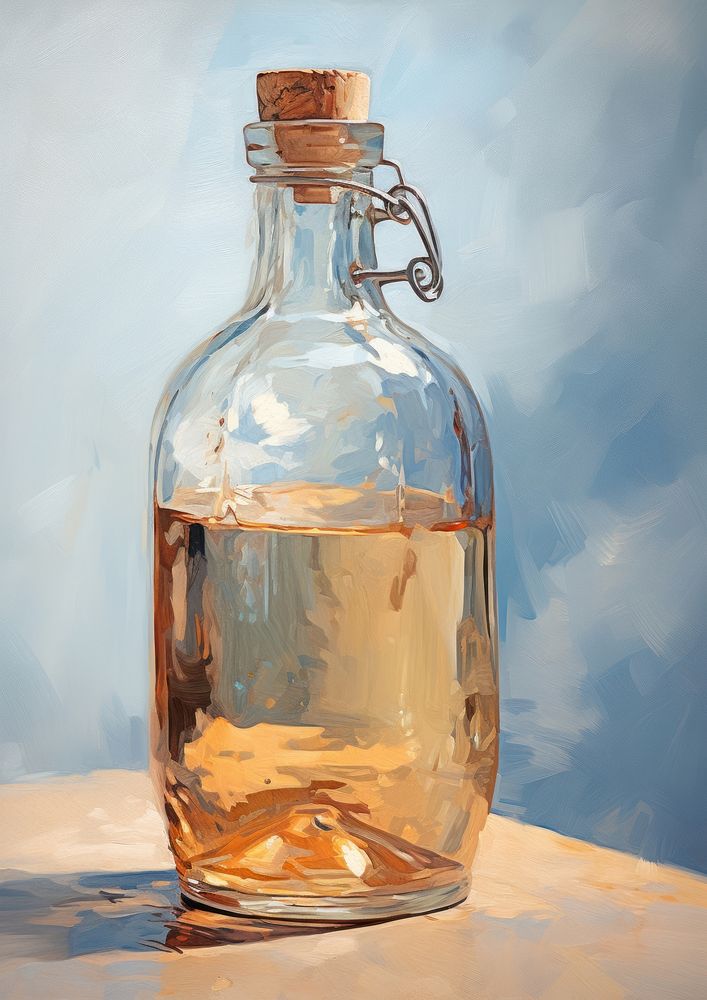 Close up on pale a water bottle painting glass refreshment.