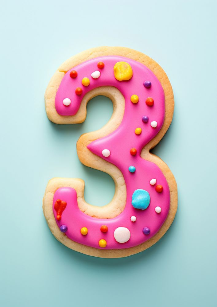 Number icing dessert cookie.