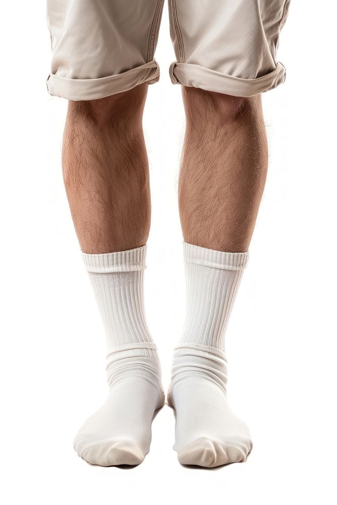 Ankle plain white sock portrait footwear standing.