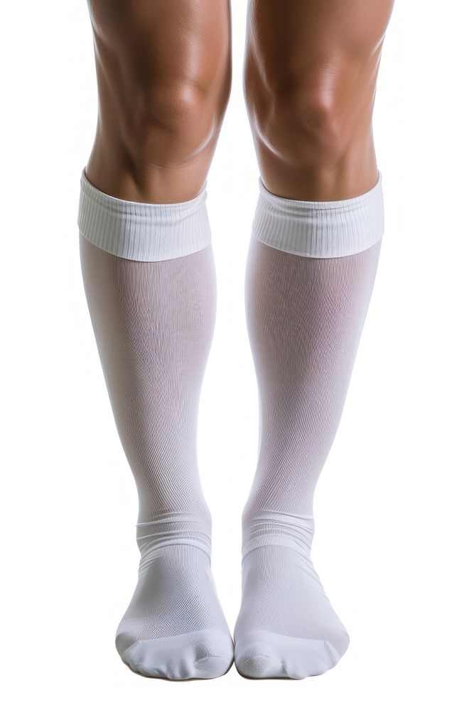 Knee plain white sock undergarment exercising pantyhose.