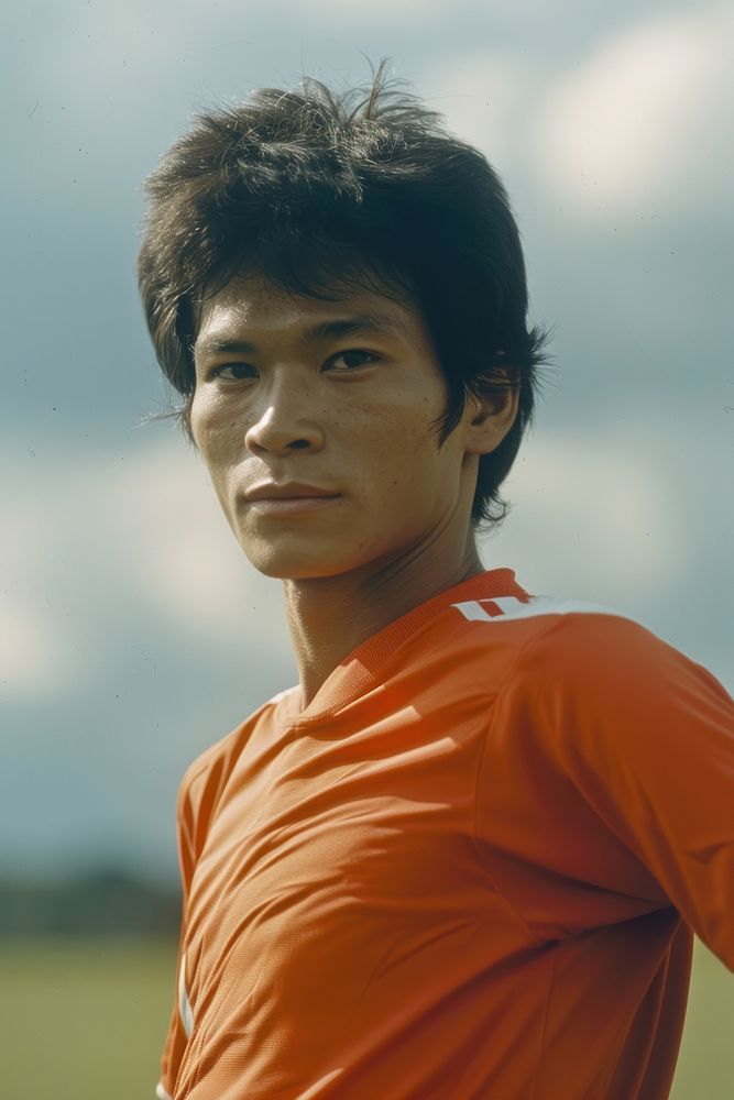 Thai male football player portrait adult photo.