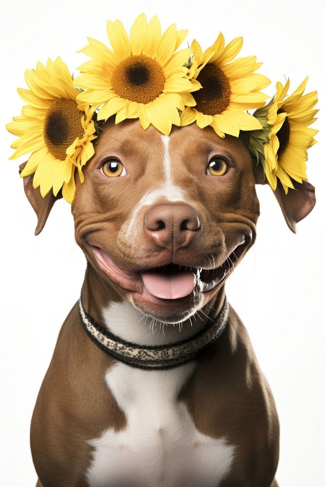 American Pitbull Terrier Dog Daisy flower pitbull animal.