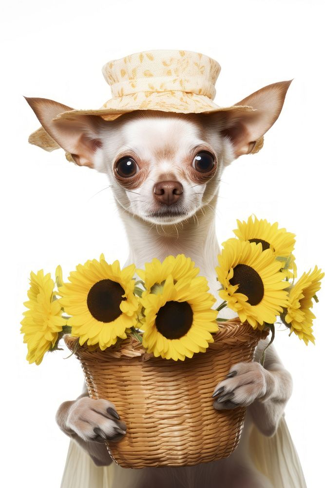 Chihuahua Dog Daisy flower animal dog.