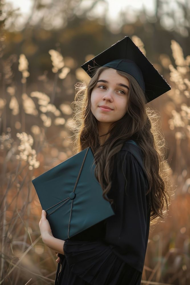 Person holding graduation hat portrait student person.