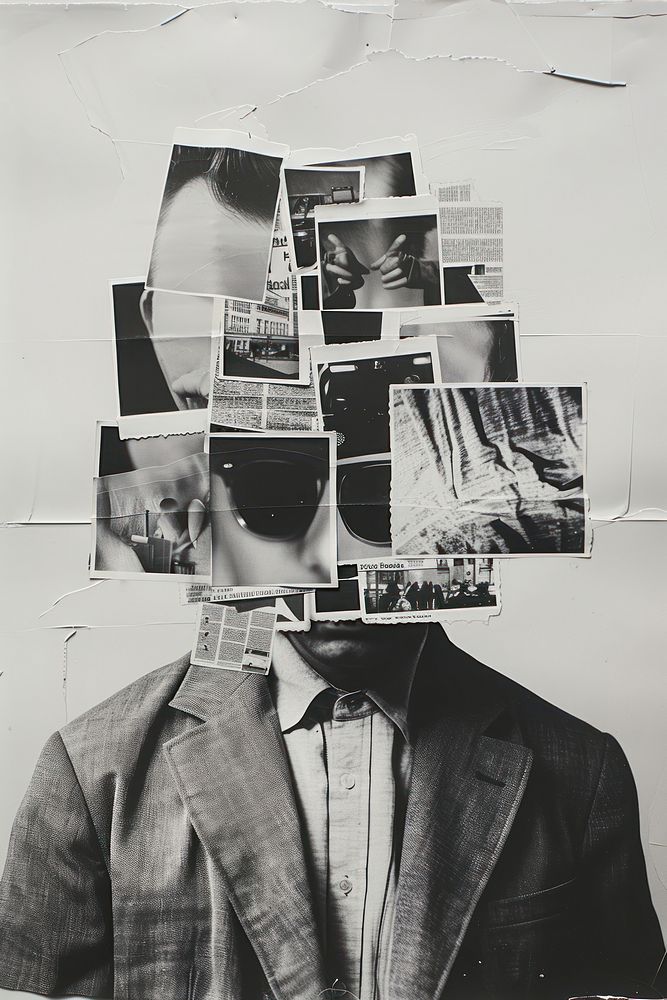 A man with a social media collage art poster.