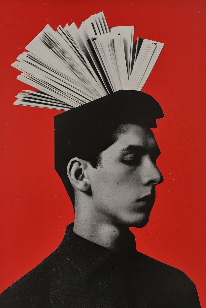 A man with a stationery on his head portrait adult photo.