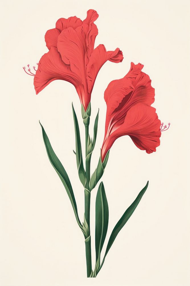 Silkscreen of gladiolus flower nature plant.
