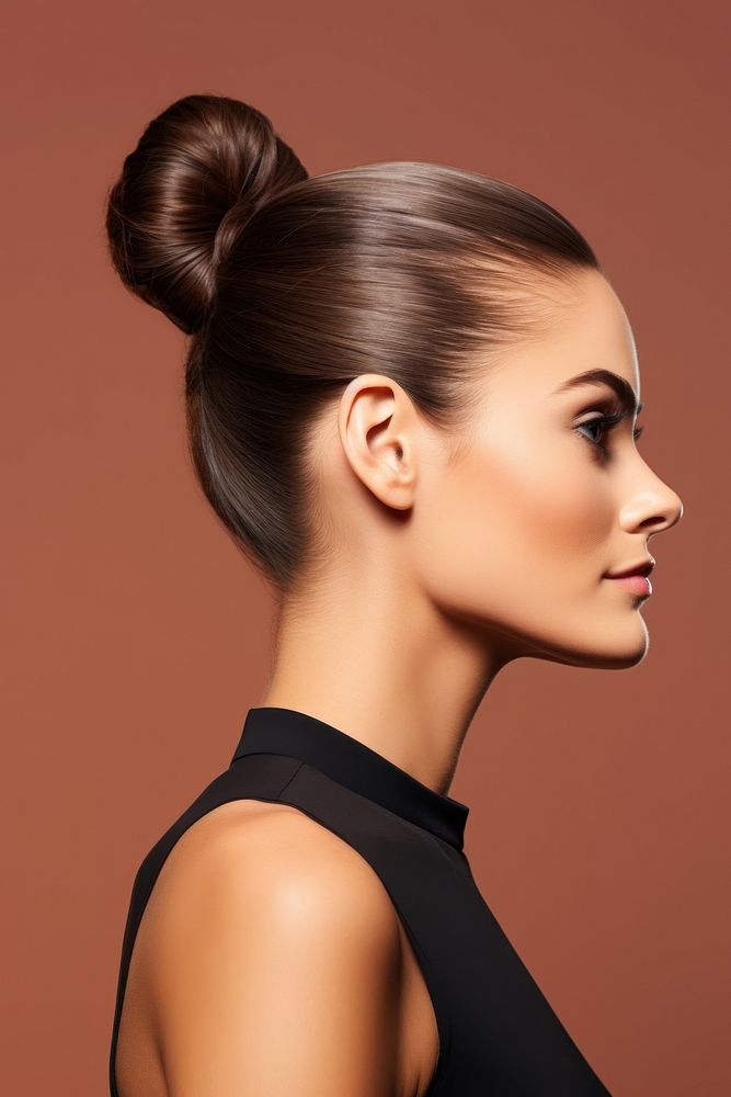 Lady side portrait profile hairstyle adult perfection.