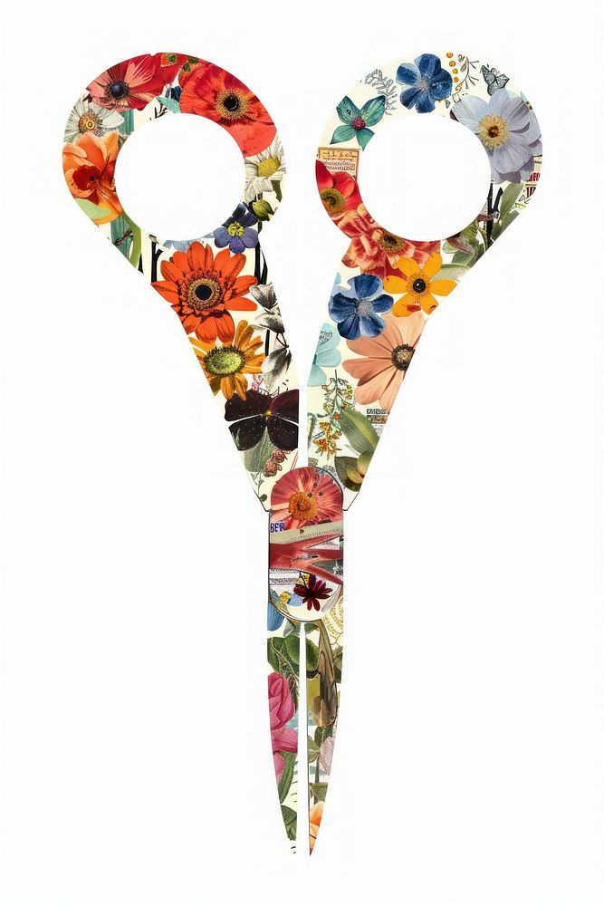 Flower Collage scissors shaped weaponry shears blade.