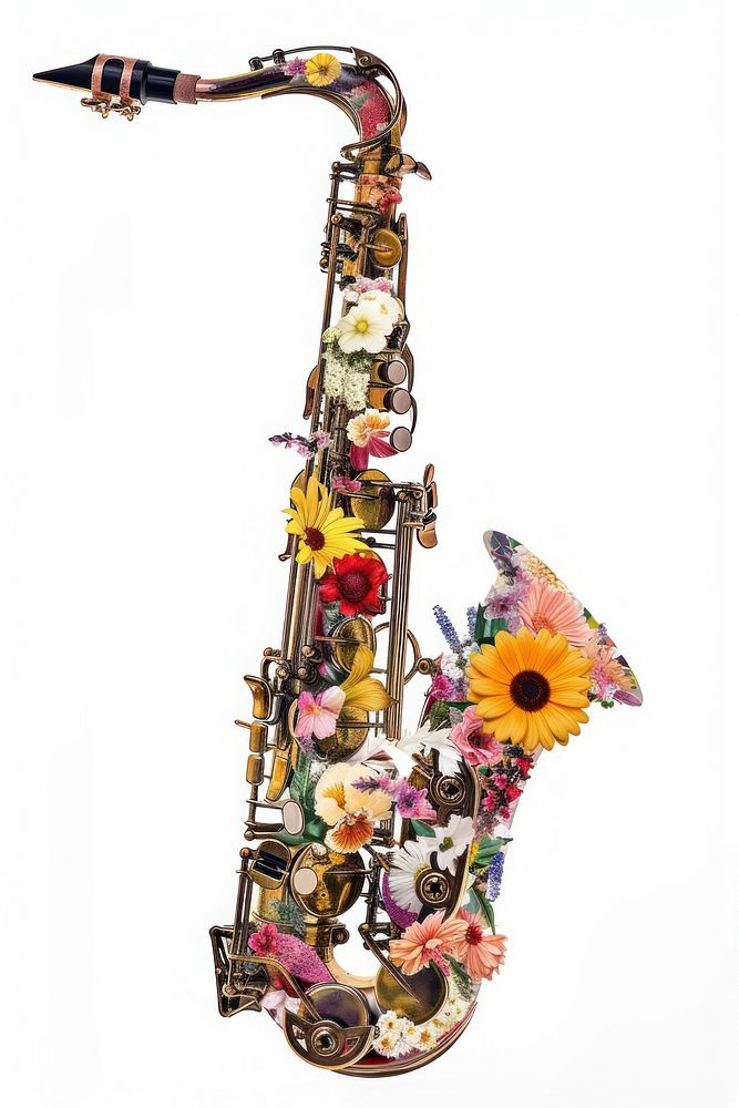 Flower Collage Saxophone saxophone musical instrument smoke pipe.