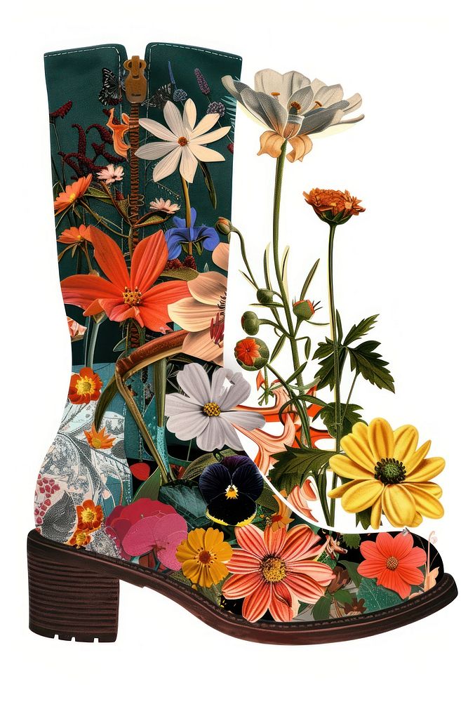 Flower Collage Boots pattern flower boot.