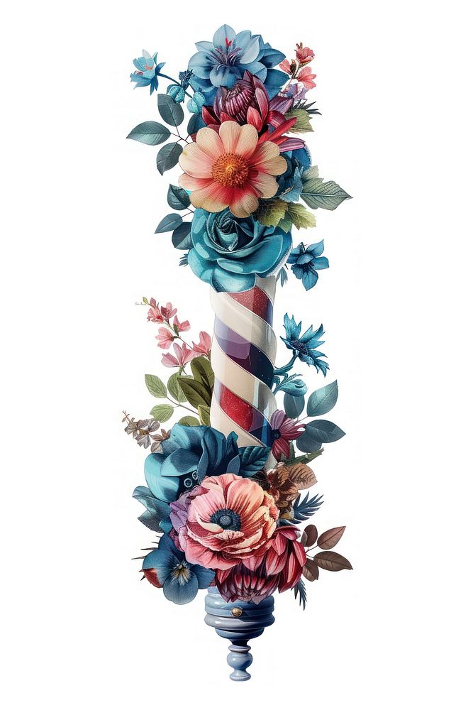 Flower Collage barber pole pattern flower graphics.