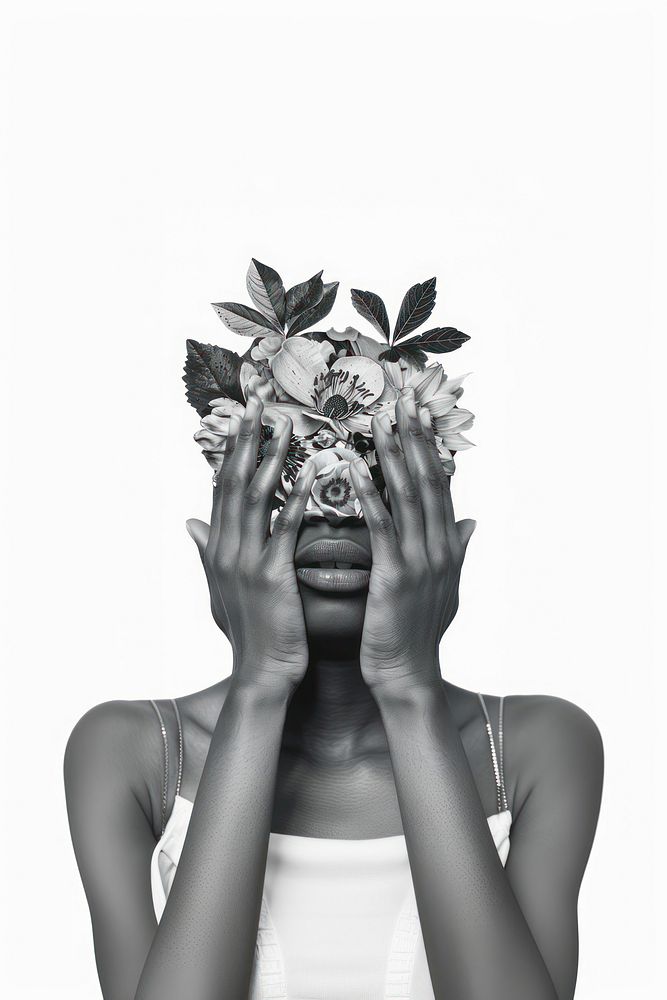 Flower Collage black girl hand photography surprised.