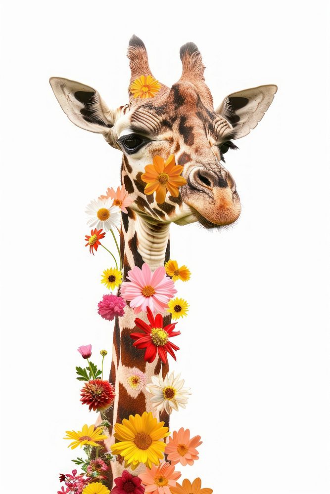 Flower Collage Giraffe giraffe flower wildlife.