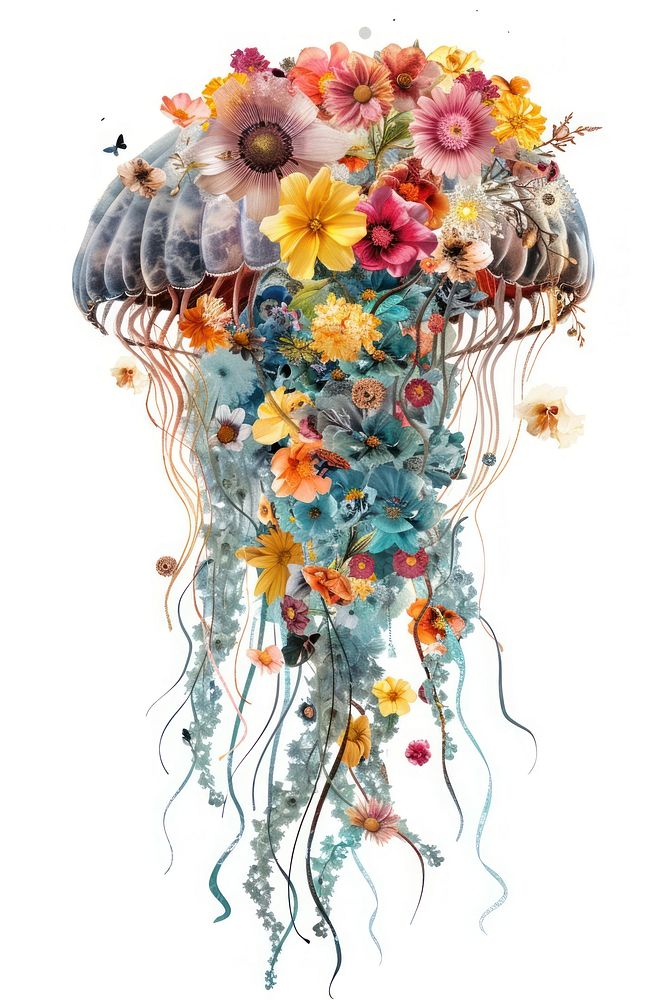 Flower Collage Jellyfish jellyfish pattern flower.