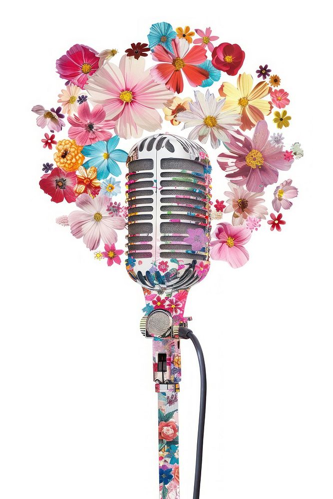 Flower Collage Microphone microphone flower blossom.