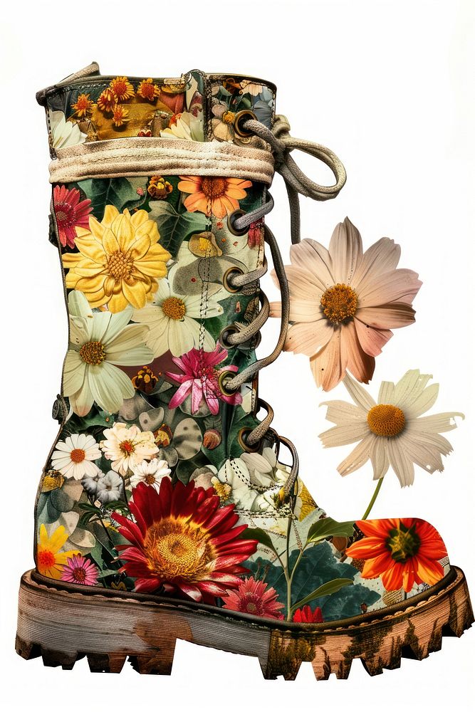Flower Collage Boots pattern flower boot.