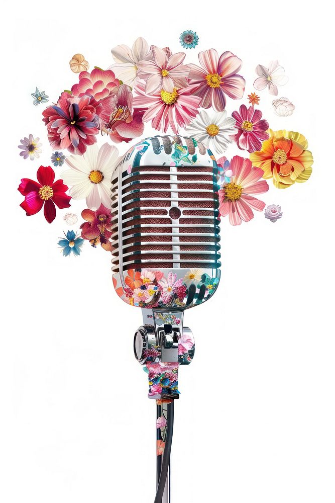 Flower Collage Microphone microphone flower blossom.