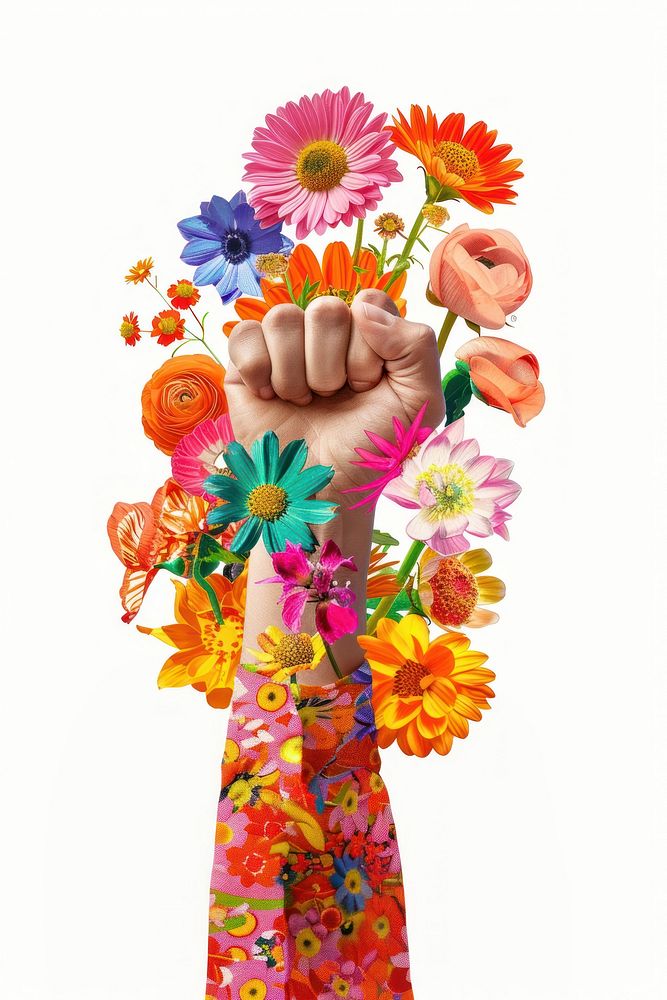 Person raising a fist pattern flower person.