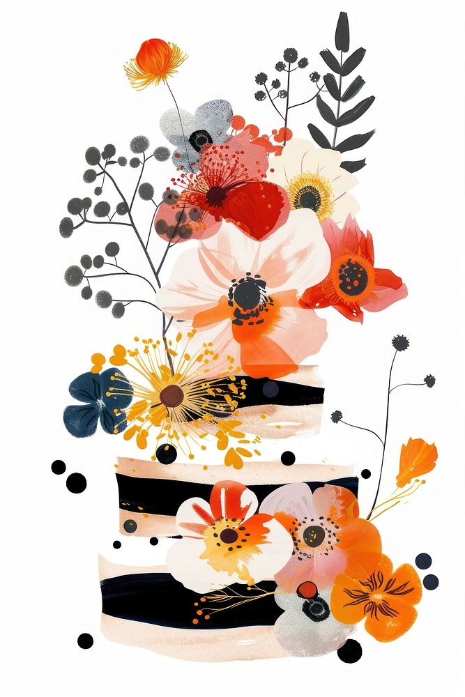 Flower Collage Pancakes pattern flower | Premium Photo Illustration ...