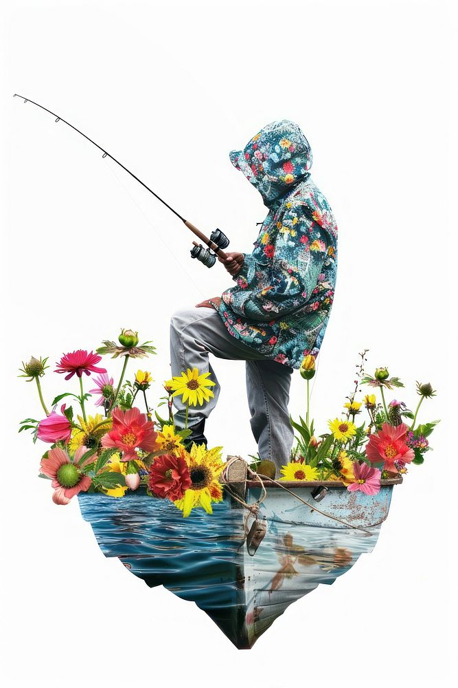 Flower Collage Person Fishing fishing flower person.