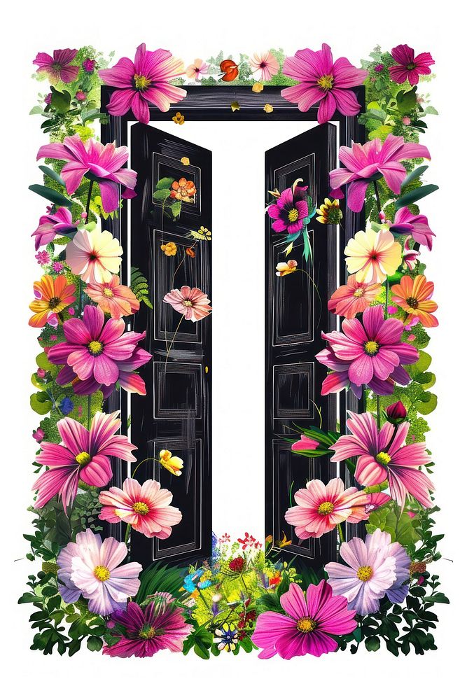 Flower Collage Door open pattern flower accessories.