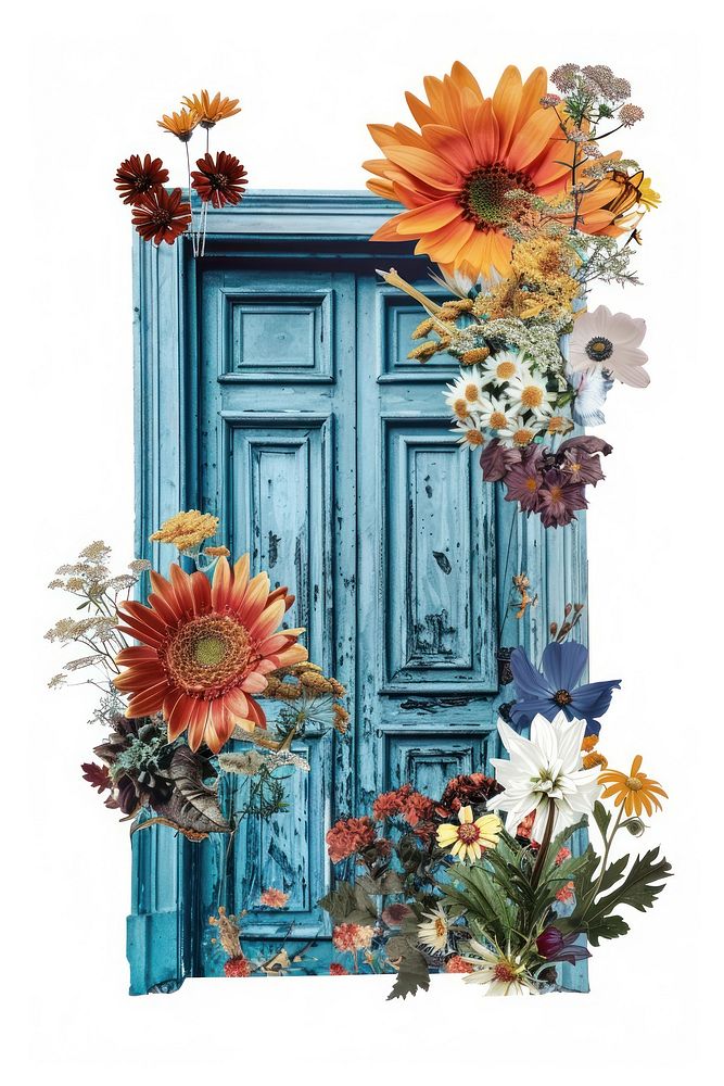 Flower Collage Door shaped pattern flower door.