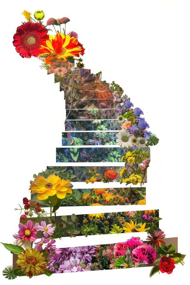 Flower Collage stairs shaped pattern collage flower.