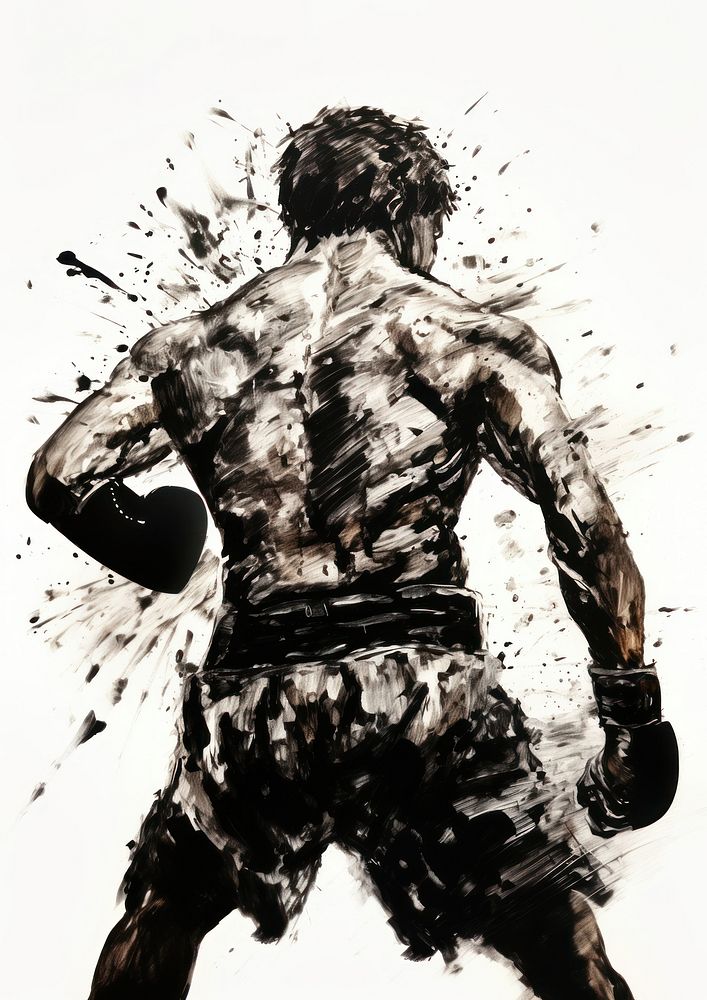 Back view kickboxing fighter art | Free Photo Illustration - rawpixel
