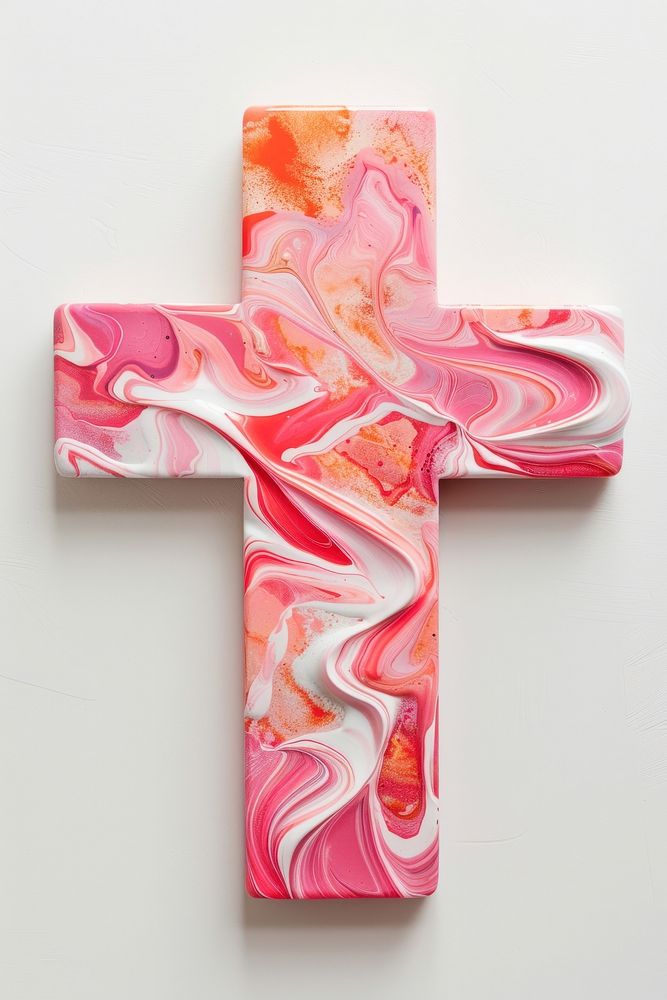 Acrylic pouring Cross cross symbol art.
