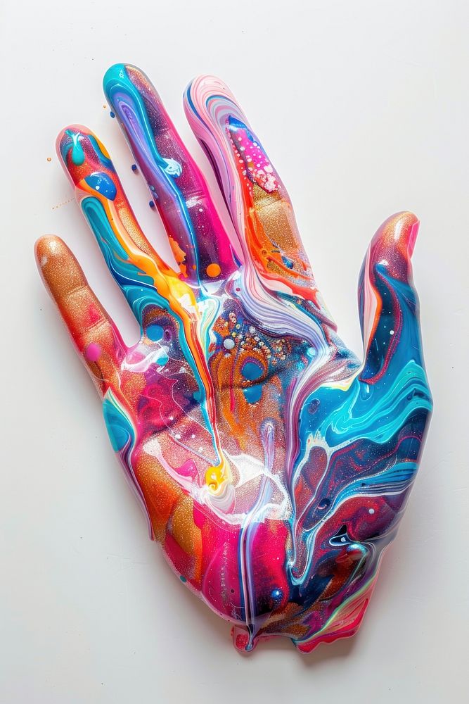 Acrylic pouring Hand hand clothing apparel.