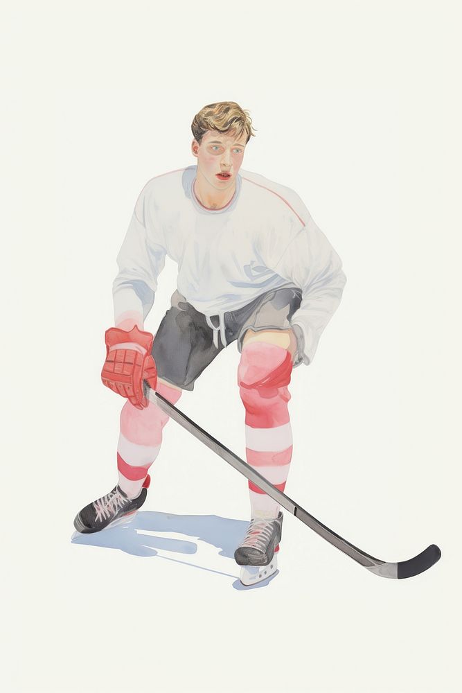 A person playing ice hockey sports activity standing.