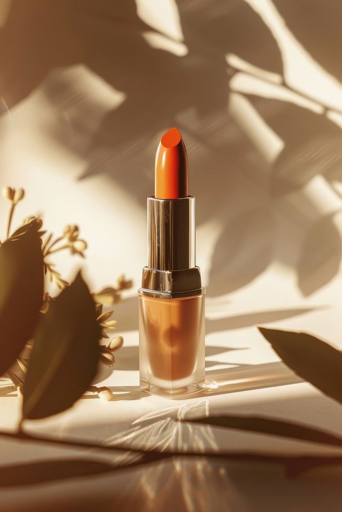 Orange lipstick Mockup cosmetics.