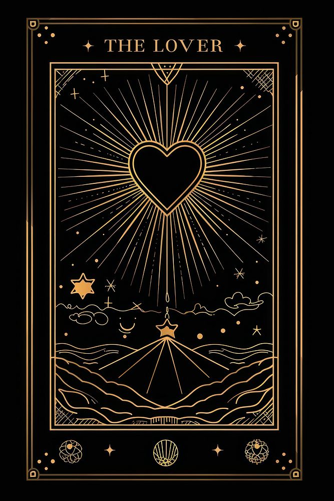The lover tarot logo blackboard sundial symbol.