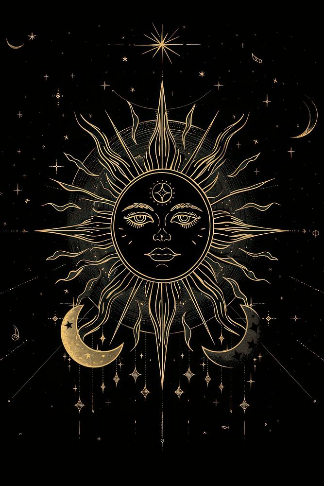 The sun tarot logo art chandelier fireworks.