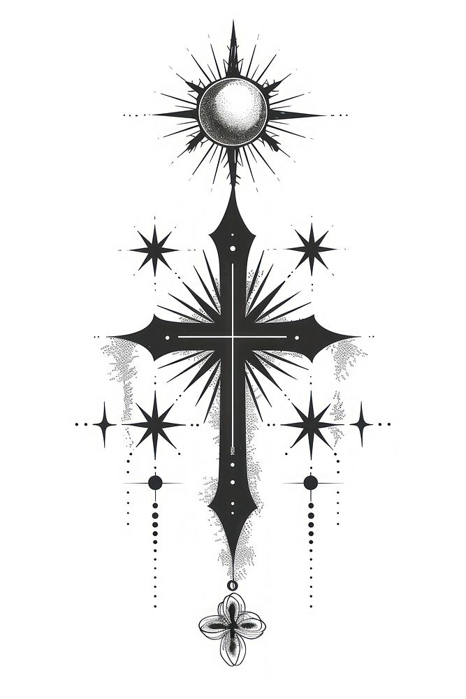 Surreal aesthetic Cross logo cross compass symbol.