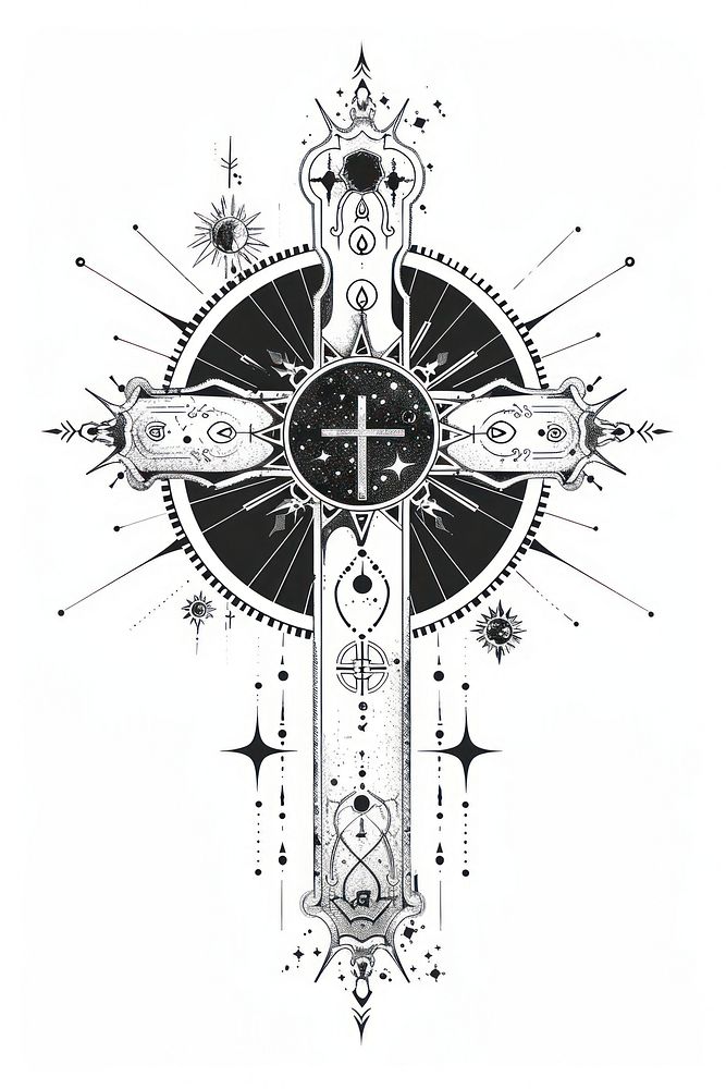 Surreal aesthetic Cross logo cross crucifix symbol.