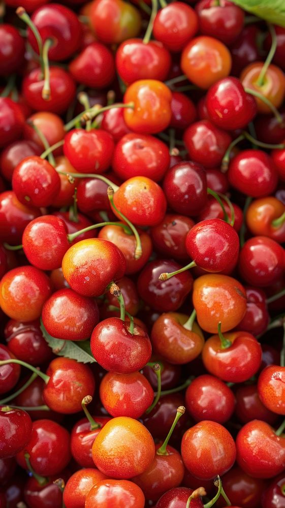 Fresh cherry fruits produce plant food.