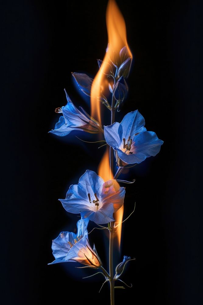 Blue wildflower flame fire chandelier.