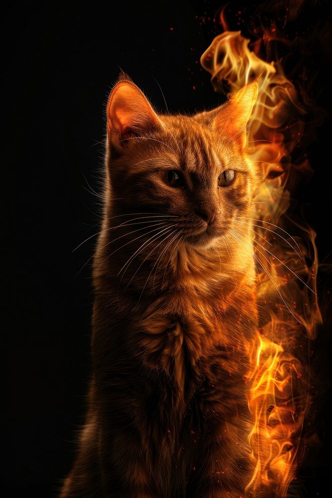 Cat flame fire animal.