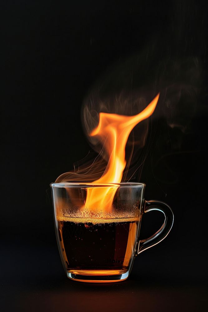 Coffee fire beverage alcohol.